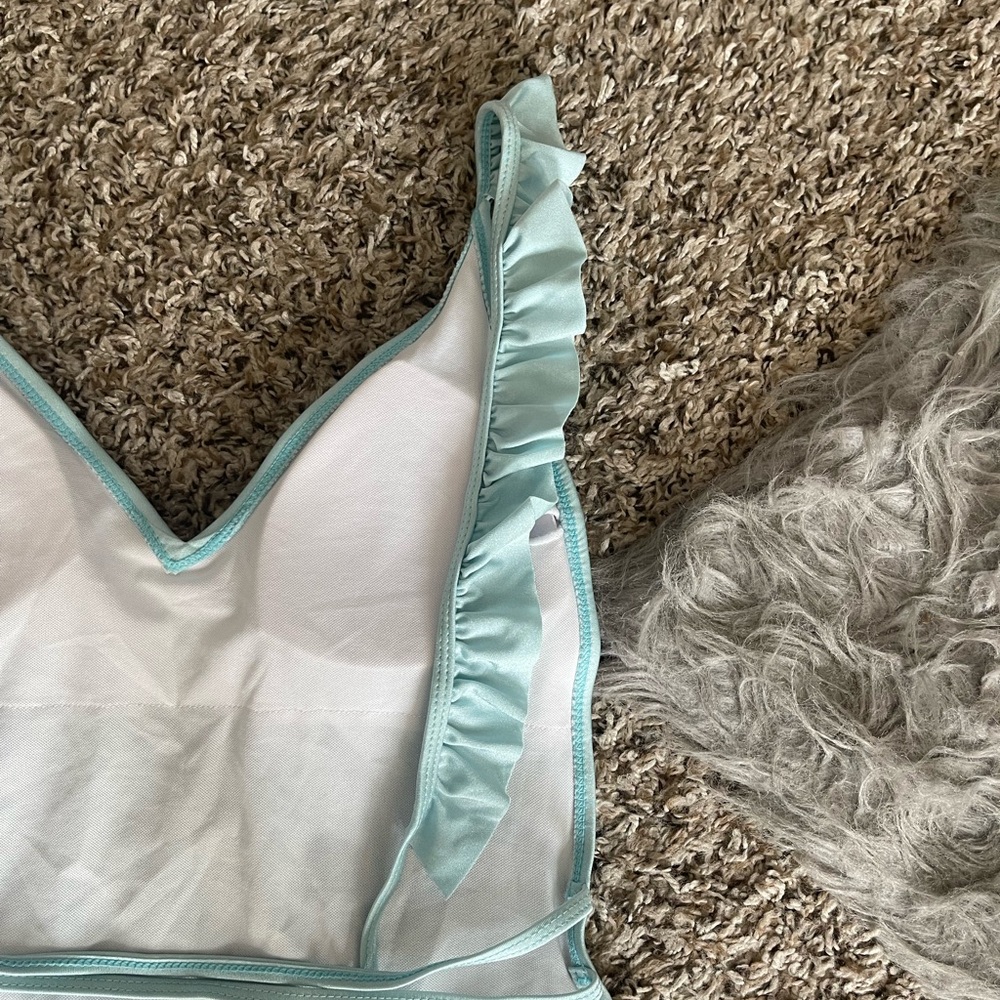 SHEIN Light Blue Ruffle One-Piece Swimsuit - Picture 4 of 8